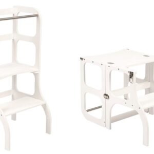 Ette Tete Leertoren Step'n Sit | Inklapbaar tot tafel en stoel | Wit met zilver