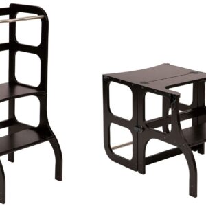 Ette Tete Leertoren Step'n Sit | Inklapbaar tot tafel en stoel | Zwart met zwarte clips en schroeven