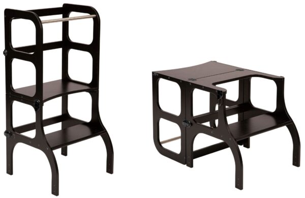 Ette Tete Leertoren Step'n Sit | Inklapbaar tot tafel en stoel | Zwart met zwarte clips en schroeven