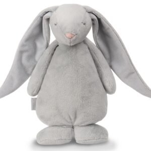 Moonie The Humming Friend Zilver Konijn | Hartslag en ruis knuffel met huilsensor en licht