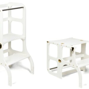 Ette Tete Leertoren Step'n Sit | Inklapbaar tot tafel en stoel | Wit met goud