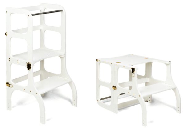 Ette Tete Leertoren Step'n Sit | Inklapbaar tot tafel en stoel | Wit met goud