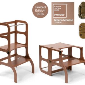 Ette Tete Leertoren Step'n Sit | Inklapbaar tot tafel en stoel | Limited Edition | Mocha Mousse met messing