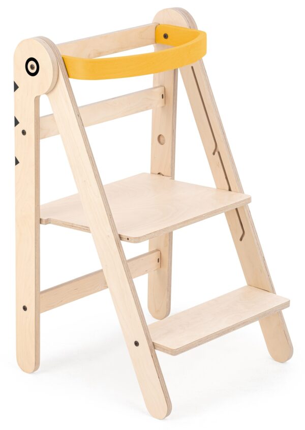 Mamatoyz Houten Leertoren Opvouwbaar - Montessori - Naturel - Hout - Bird Geel