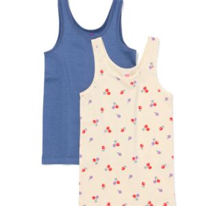 HEMA HEMA Kinderhemden Stretch Katoen Kersen - 2 Stuks Blauw (blauw)