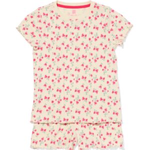HEMA HEMA Kinder Shortama Bloem Gebroken Wit (gebroken wit)