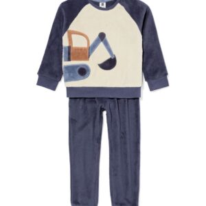 HEMA HEMA Kinderpyjama Fleece Auto Donkerblauw (donkerblauw)