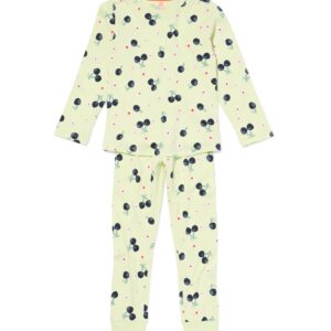 HEMA HEMA Kinderpyjama Rib Kers Lime (lime)