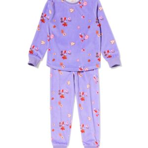 HEMA HEMA Kinderpyjama Velours Bloemen Lila (lila)