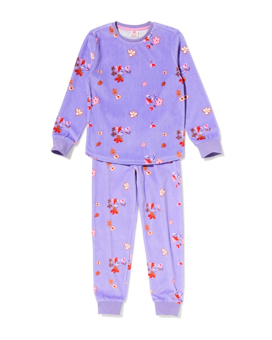 HEMA HEMA Kinderpyjama Velours Bloemen Lila (lila) 1 HEMA HEMA Kinderpyjama Velours Bloemen Lila (lila)