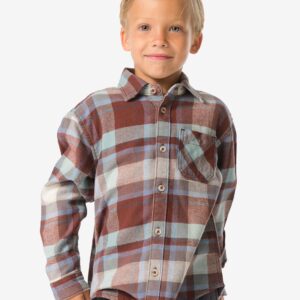 HEMA HEMA Kinderoverhemd Flanel Ruiten Bruin (bruin)
