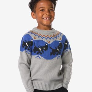 HEMA HEMA Takkie Kindertrui Grofgebreid Donkergrijs (donkergrijs)