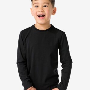 HEMA HEMA Kinder Basis T-shirts Stretch Katoen - 2 Stuks Zwart (zwart)