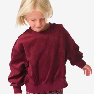 HEMA HEMA Kinder Sweater Rib Kort Model Wijnrood (wijnrood)