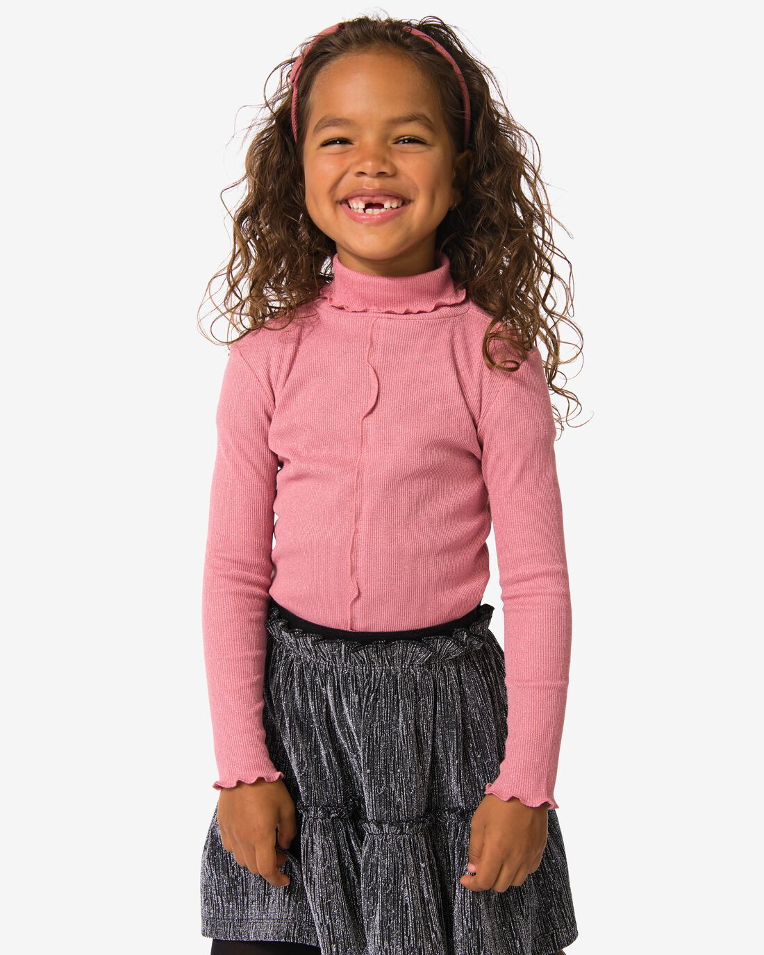 HEMA HEMA Kindertop Rib Glitter Roze (roze) 1 HEMA HEMA Kindertop Rib Glitter Roze (roze)