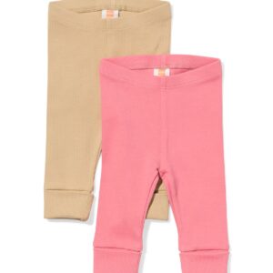 HEMA HEMA Baby Meegroeileggings Rib - 2 Stuks Roze (roze)