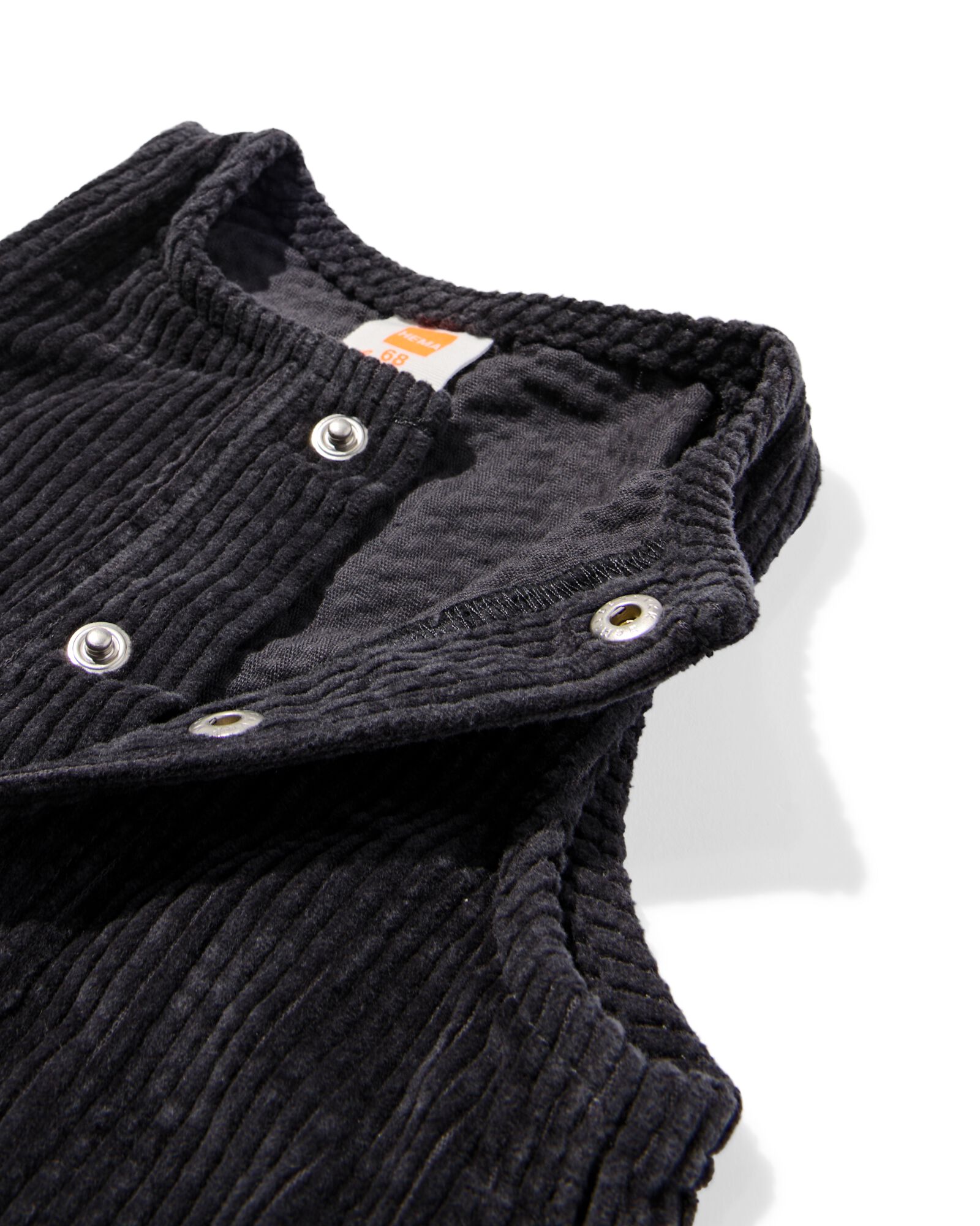 HEMA Babyjumpsuit corduroy donkergrijs 1 HEMA Babyjumpsuit corduroy donkergrijs