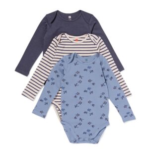 HEMA HEMA Rompers Katoen Met Vliegtuig - 3 Stuks Blauw (blauw)