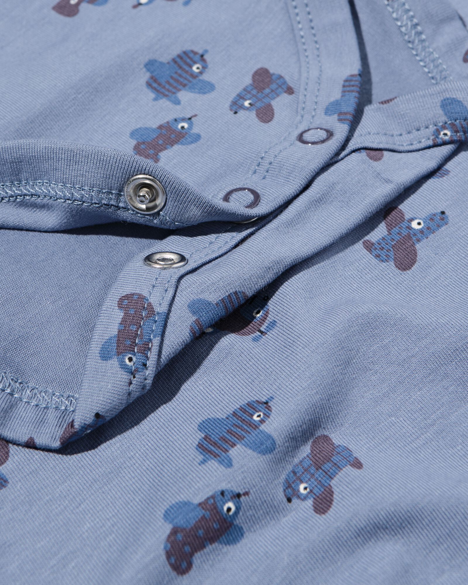 HEMA Rompers katoen met vliegtuig - 3 stuks blauw 1 HEMA Rompers katoen met vliegtuig - 3 stuks blauw