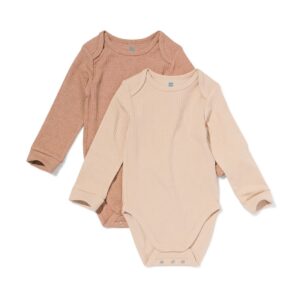 HEMA HEMA Meegroeirompers Ecovero™ - 2 Stuks Beige (beige)