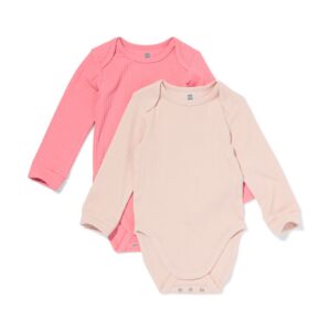 HEMA HEMA Meegroei Rompers LENZING™ ECOVERO™ Rib - 2 Stuks Roze (roze)