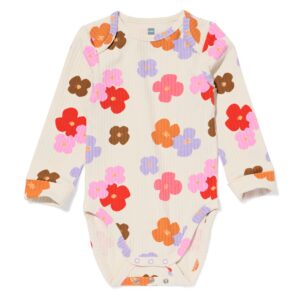 HEMA HEMA Meegroeiromper Ecovero™ Bloemen Gebroken Wit (gebroken wit)