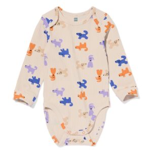 HEMA HEMA Meegroeiromper Ecovero™ Hondjes Gebroken Wit (gebroken wit)