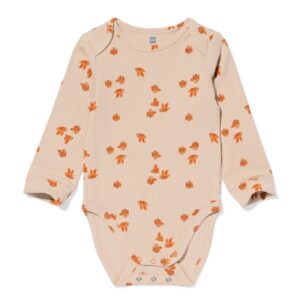 HEMA HEMA Meegroeiromper LENZING™ ECOVERO™-(viscose) Rib Uiltjes Bruin Bruin (bruin)