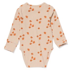 HEMA Meegroeiromper LENZING™ ECOVERO™-(viscose) rib uiltjes bruin bruin