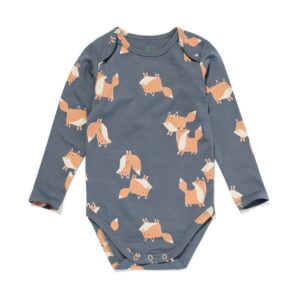 HEMA HEMA Romper Biologisch Katoen Met Stretch Vossen Antraciet (antraciet)