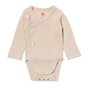 HEMA HEMA Newborn Meegroei Overslagromper LENZING™ ECOVERO™ Rib Zand (zand)