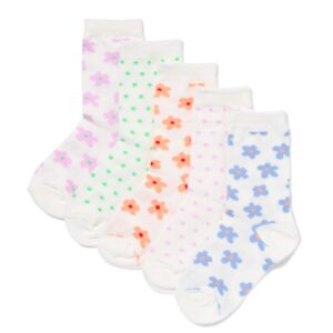 HEMA HEMA Kindersokken Bloemen - 5 Paar Wit (wit)