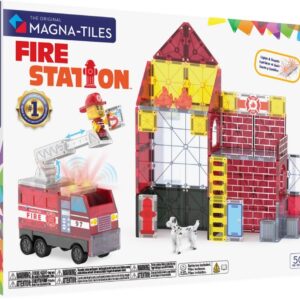 Magna-Tiles MAGNA-TILES Brandweer station 50-delige set met brandweer auto - magnetisch bouw speelgoed - magnetische tegels - open einde speelgoed