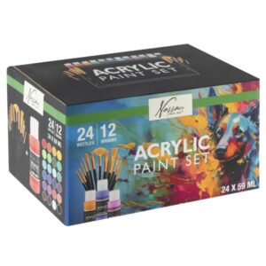Plakkaatverf Acrylic Set Compleet 24x59ml+12 Kwasten