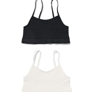 HEMA HEMA Kindertops Naadloos Rib - 2 Stuks Wit (wit)