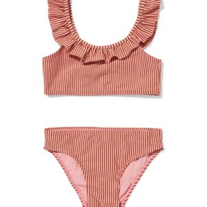 HEMA HEMA Kinderbikini Seersucker Strepen Donkerroze (donkerroze)