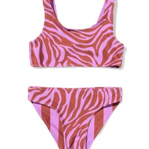 HEMA HEMA Omkeerbare Kinderbikini Zebra-strepen Lila (lila)