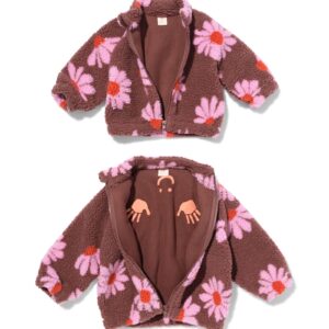 HEMA Babybomberjack teddy bloemen bruin