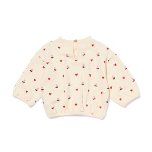 HEMA Babytrui sweatstof hartjes bloemen ecru