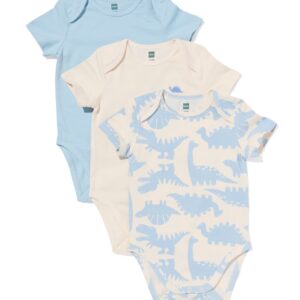 HEMA HEMA Baby Meegroeirompers Dieren - 3 Stuks Blauw (blauw)