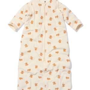 HEMA HEMA Babyslaapzak Met Afneembare Mouwen Velours 3tog Beren Naturel (naturel)