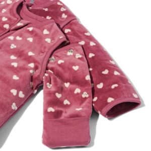 HEMA Babyslaapzak met afneembare mouwen velours 3tog hartjes donkerroze