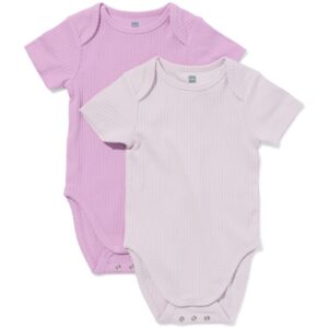 HEMA HEMA Babyromper LENZING™ ECOVERO™ Rib - 2 Stuks Lila (lila)