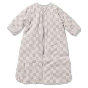 HEMA HEMA Babyslaapzak Met Afneembare Mouwen Velours 3tog Blokken Lichtgrijs (lichtgrijs)