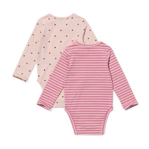 HEMA Meegroeirompers rib stippen - 2 stuks roze