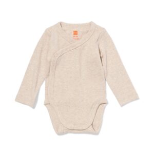 HEMA HEMA Newborn Meegroei Overslagromper LENZING™ ECOVERO™ Rib Zand (zand)