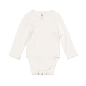 HEMA HEMA Newborn Meegroei Overslagromper LENZING™ ECOVERO™ Rib Wit (wit)
