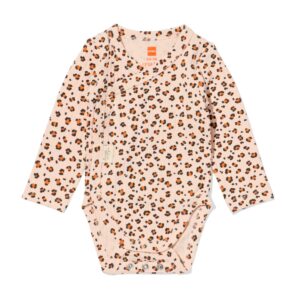 HEMA HEMA Newborn Meegroei Overslagromper Rib Dieren Zalmroze (zalmroze)