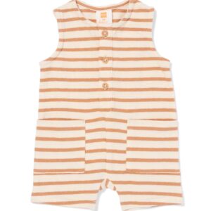HEMA HEMA Newborn Jumpsuit Jersey Strepen Bruin (bruin)