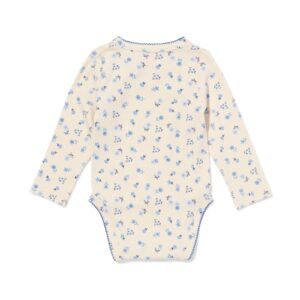 HEMA Baby meegroeiromper rib bloemen gebroken wit